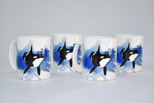 Imagen 1 de 1 de Taza Mug 325 Ml Orca Mundo Marino Promo *4 Unidades