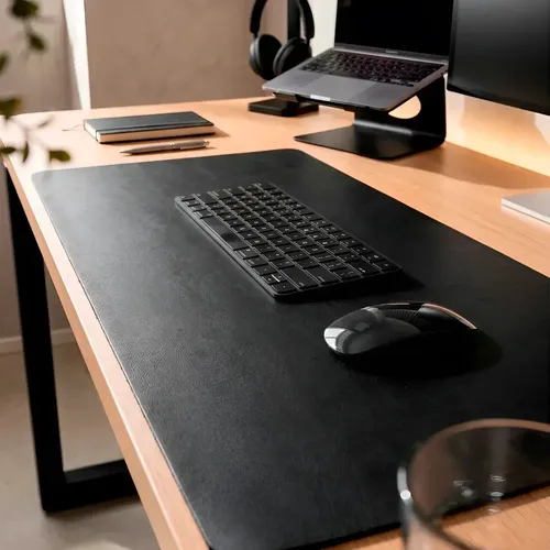 Mousepad Grande 90x40 Deskpad Couro Antiderrapante Notebook Preto