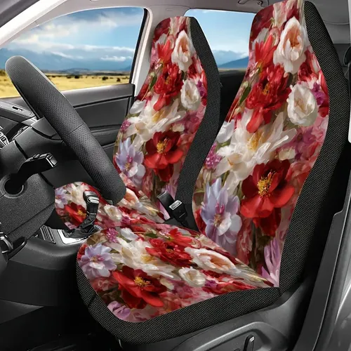 Patchwork Steering Wheel Cover Floral Auto Drive Black-Gray Fur