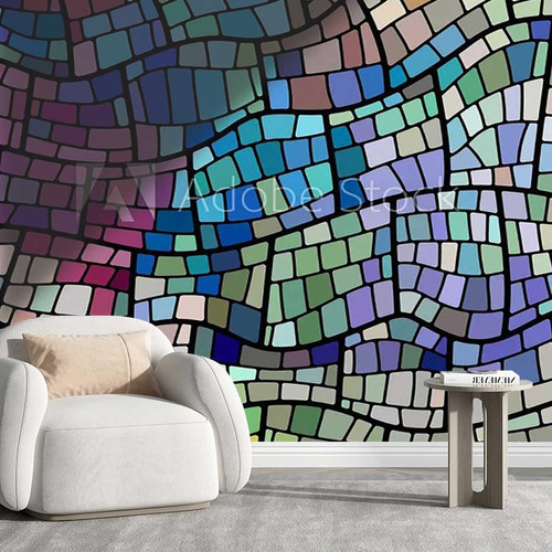 Papel Tapiz Adhesivo Colorido Decoracion Mosaico Panel Retro