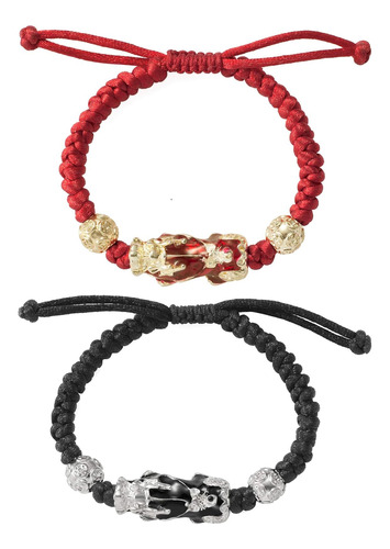 2 Uds. Feng Shui Pixiu, Pulseras De Cuerda Trenzadas Hechas 