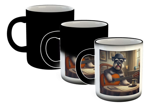 Taza Magica Schnauzer Perro Sombrero Musico Viola