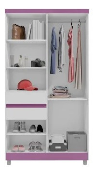 Imagem 4 de 4 de Guarda Roupa Roupeiro Solteiro 6 Portas 2 Gavetas Branco Fle
