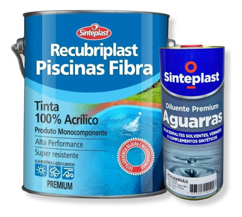 Tinta P/ Piscina Fibra Impermeável 3,6lts C/ Diluente 900ml Cor Branco