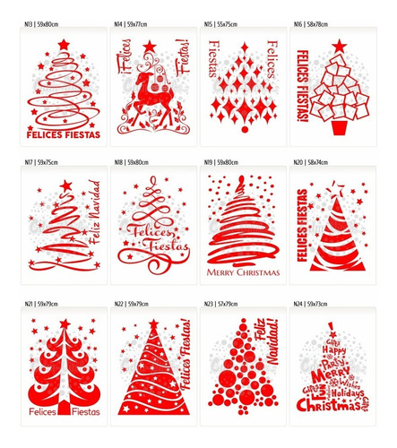 Vinilos Vidrieras Arboles Navidad Navideños Felices Fiestas Reyes Tematicos Ploteo Pared