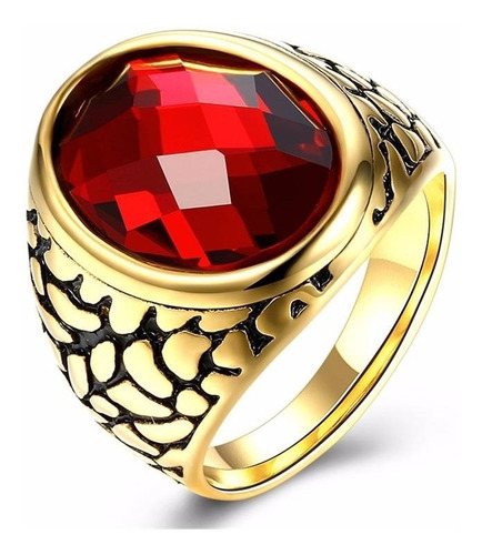 Anillo Hombre Mujer Marca Nfs Jewelry Acero Carlomagno Rojo