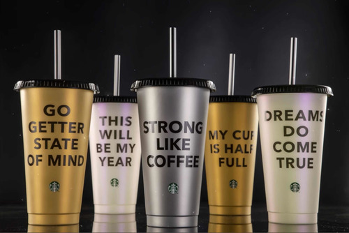 Set 5 Vasos Reusables Starbucks 2021 Ed Limitada Navidad