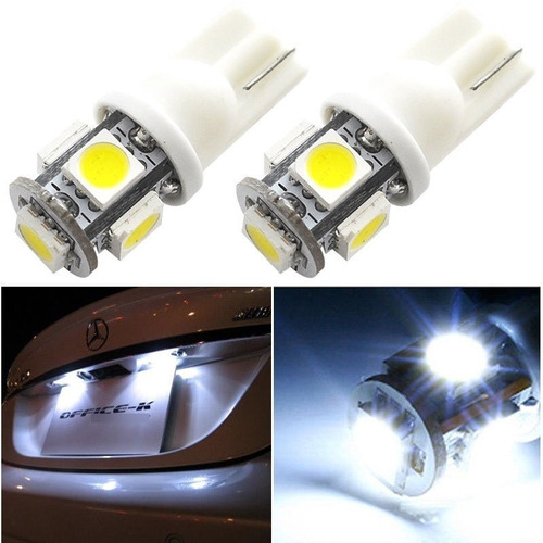 10 Focos Led T10 W5w Pellizco 5 Smd 5050 Colores Auto Moto