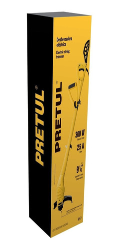 Desbrozadora eléctrica Pretul DES-300P2, 300W, 9" de corte, color amarillo y negro 127V