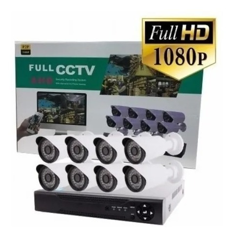 Kit Cctv 8 Canales Dvr Full Hd 1080p P2p Seguridad