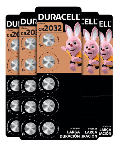 Pack 6 Tiras Pila Botón Duracell 2032 X5ud