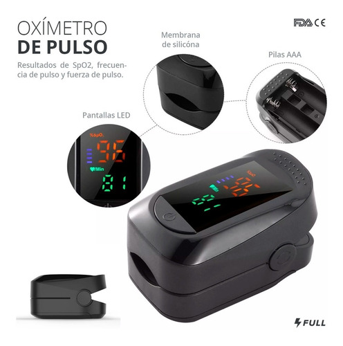 Imagen 5 de 5 de Oxímetro Pulso Dedo Portátil Digital Profesional Chequeo