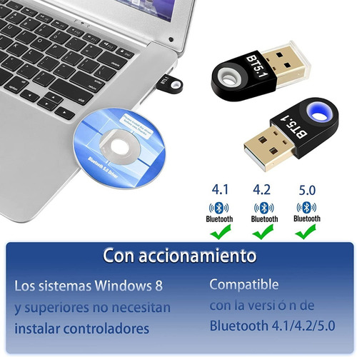 Adaptador Bluetooth 5.1 Dongle Usb Pc Bocina Celular Mouse
