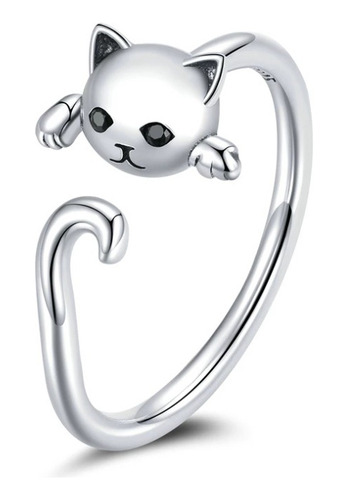 Anillo Ajustable Para Mujer Gato Cola Fabricado En Plata 925