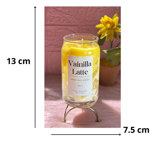 1 Vela Aromatica Vainilla Latte 360 Gramos Amarillo Vainilla Latte Vainilla