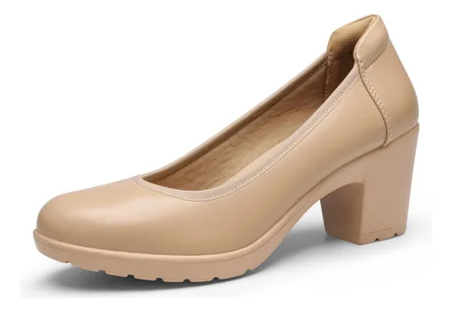 DREAM PAIRS Zapatos de tacón bajo para mujer, con puntera cerrada, cómodos,  con punta redonda, para boda