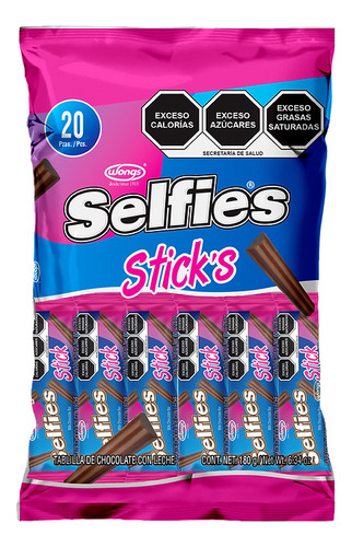 Tablilla De Chocolate Con Leche Selfies 20 Piezas De 9g C/u