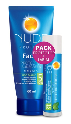 Protector Solar Para El Rostro Nude + Labial Protector