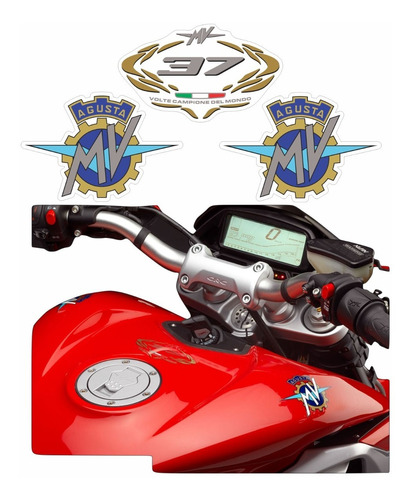 Emblemas Adesivo Compatível Tanque Mv Agusta F4 Vermelha 020