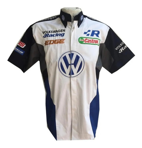 Playera Volkswagen Blanca Combinada Hombre Autos Deportiva