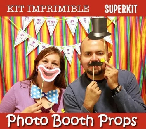 Kit Imprimible Photobooth Props Bodas Cumpleaños