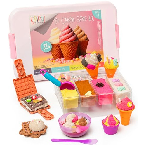 Ice Cream Shop Play Sand For Kids - Sensory Bin - 29 Pc...