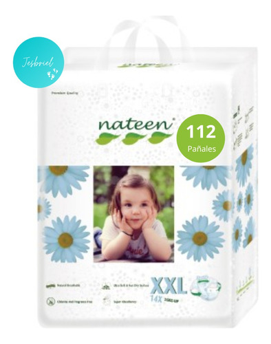 Pack 112 Un Pañales Nateen Biodegradables Talla Xxl 15-35kg 