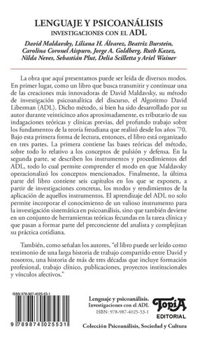 Imagen 2 de 2 de Lenguaje Y Psicoanálisis. Investigaciones Con El Adl (topia)