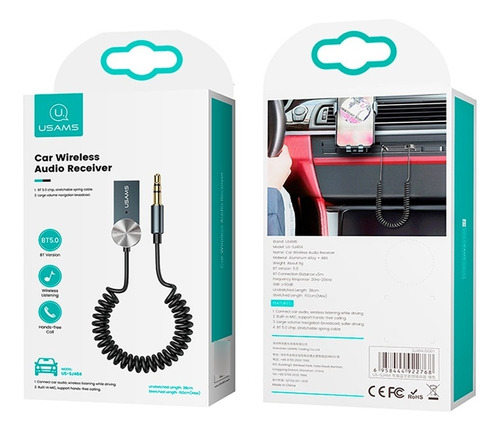 Imagen 2 de 7 de Receptor Audio Usb Bluetooth Auto Jack Spika 3.5 Usams Css ®