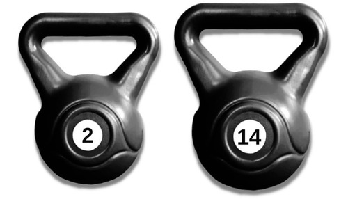 Kit Pesa Rusa Kettlebell Mancuerna 2kg + 14kg Plastica 