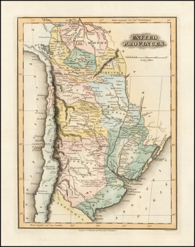 Mapa Uruguay Provincias Unidas Año 1823 - Poster 100x80 Cm.