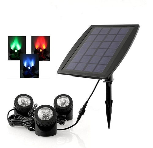 Foco Led Solar Para Jardin Con 3 Luces Luz Calida O Rgb 3w