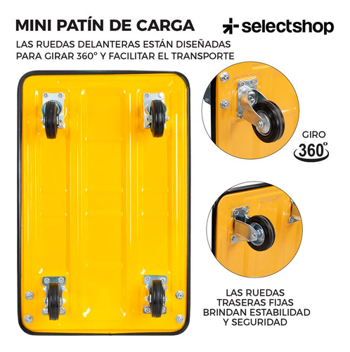 Carrito Plegable De Carga Plataforma Diablito Patín De Acero Color Amarillo SelectShop