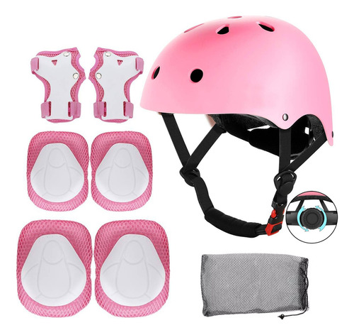 7 Pzs Kits De Protección Niños De Casco Rodilla Codo Y Manos