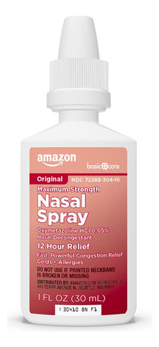 Spray Nasal Amazon Basic Care Maximum Strength 12 Hour Oxym