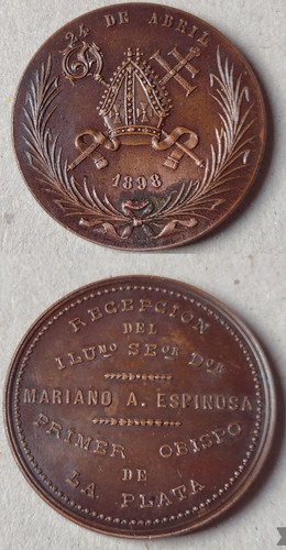 Medalla Primer Obispo De La Ciudad De La Plata Año 1898