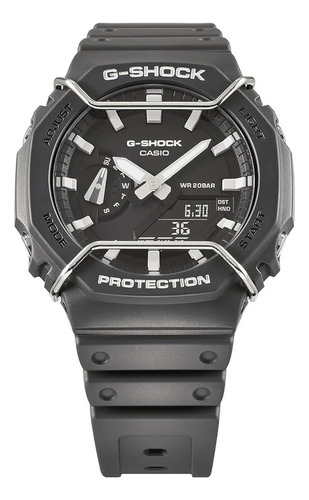Correa de reloj Casio G-shock Carbon Core Con Protectores GA-2100PTS-8adr Color gris oscuro Bisel gris oscuro Fondo Negro
