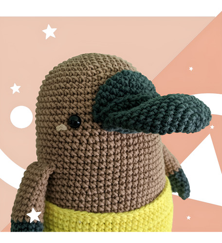 Muñeco De Apego Ornitorrinco Amigurumi Artesanal Crochet Marrón