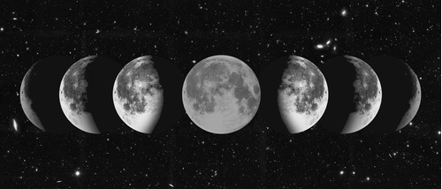Cuadro 40x80cm Fases De La Luna Universo M2