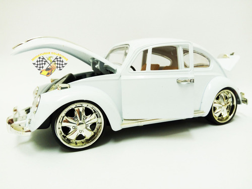 Miniatura Wolks Fusca Branco Tunado 1:18 Vw Beetle