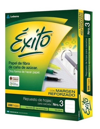 Repuesto Escolar Exito Nº3 288hs 190x240mm Ray/cuad Reforzad