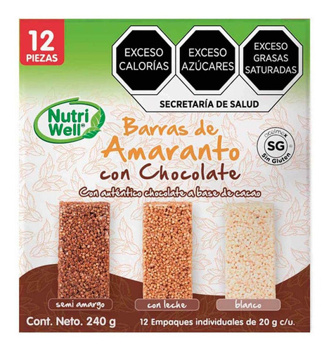 Mix De Barras De Chocolate Nutriwell 12 Piezas 240g