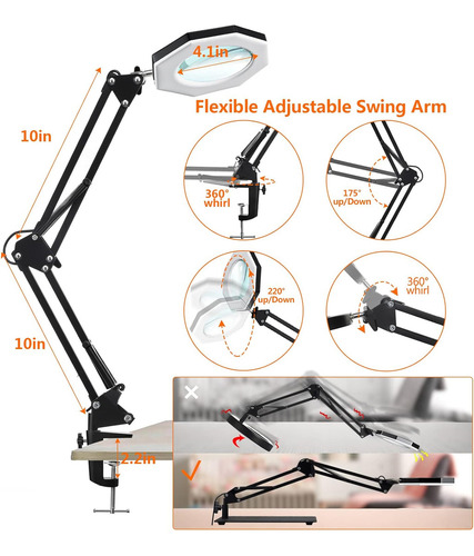 Lupa De 10 Veces Con Luz Y Soporte, Lámpara Led Kuvrs 2200 I