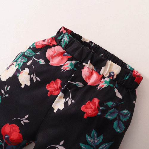Conjunto De Sudadera Casual Con Estampado Floral Para Bebé Negro 18-24 M
