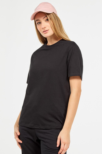 Camiseta Oversize Negra Con Manga Corta Y Cuello Redondo