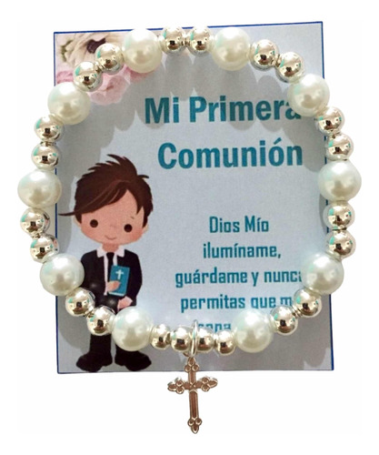 40 Recuerdos Primera Comunión Pulsera Niño Rosario