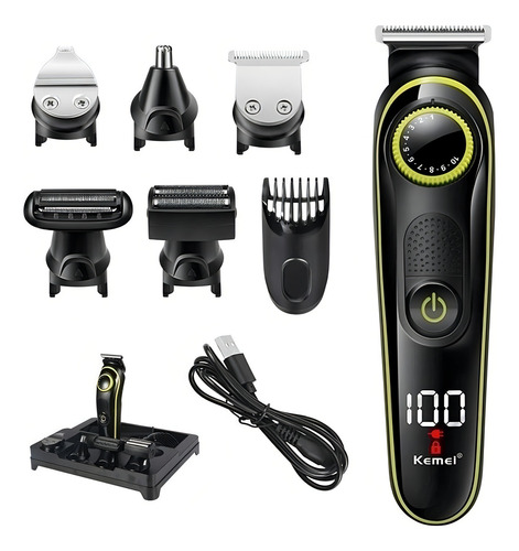 Máquina afeitadora y cortadora de pelo Kemei KM-696 negra