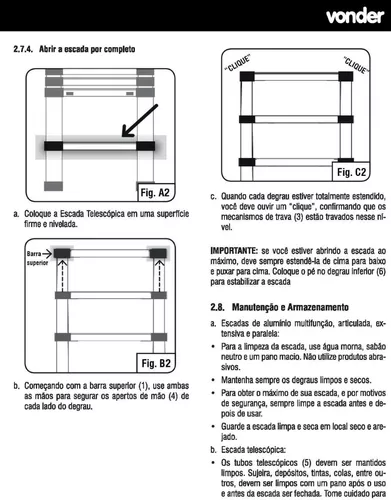 Escada Telescopica Aluminio 8 Degraus Vonder