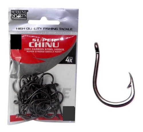 Kit C/30 Anzol Marine Sports Super Chinu Strong 08 Preto C/ 30 Un