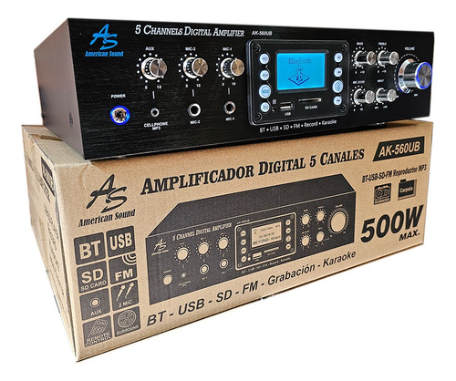 Amplificador 500w American Sound Pantalla Bluetooth Ak560ub